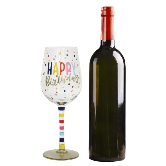 Happy Birthday Colorful Wine Glass - Picture 4 of 4